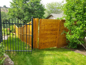 Gorgeous new cedar wood fence closing off private backyard